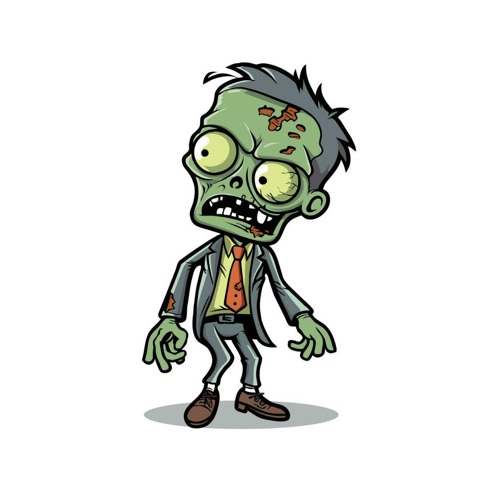 non morti divertimento cartone animato vivace zombie personaggio illustrazione, sinistro, Halloween vettore