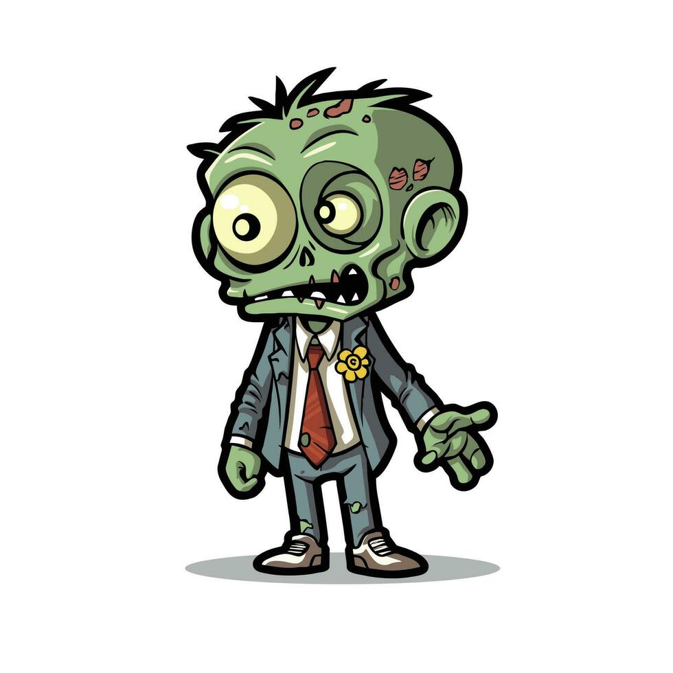 non morti divertimento cartone animato vivace zombie personaggio illustrazione, sinistro, Halloween vettore