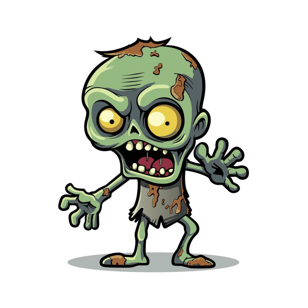 non morti divertimento cartone animato vivace zombie personaggio illustrazione, sinistro, Halloween vettore