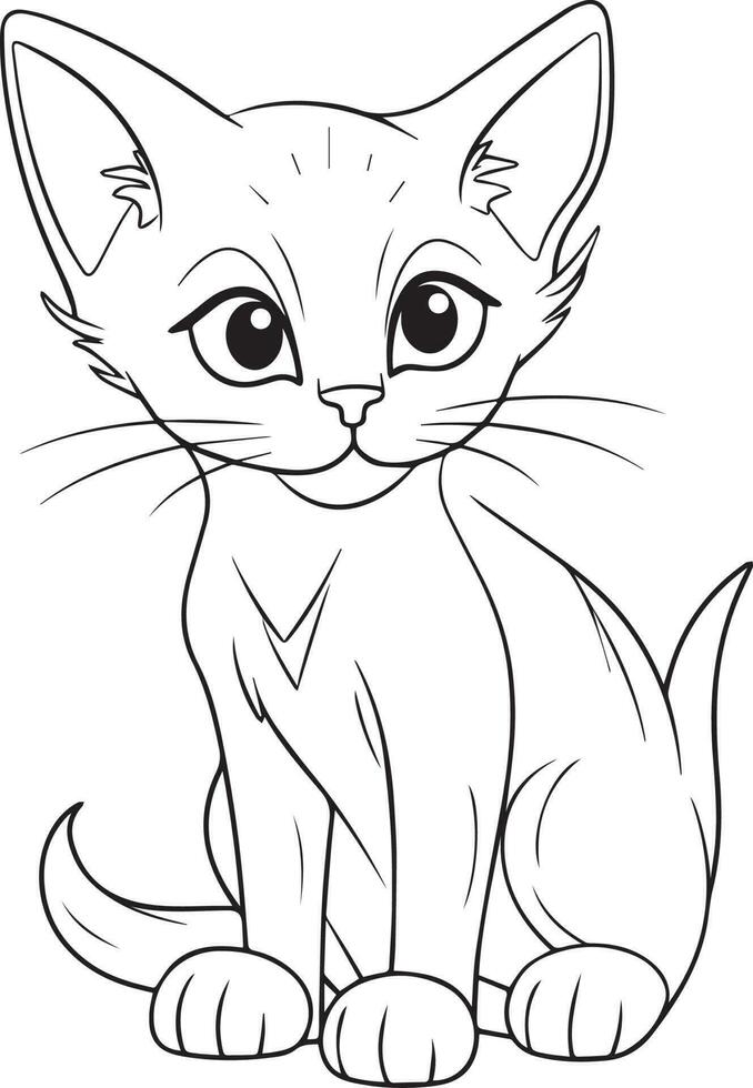 carino cartone animato gatto vettore illustrazione, gatto colorazione pagina per bambini e adulti. gatto vettore logo, maglietta disegno, tatuaggio disegno, murale arte, gatto portafortuna