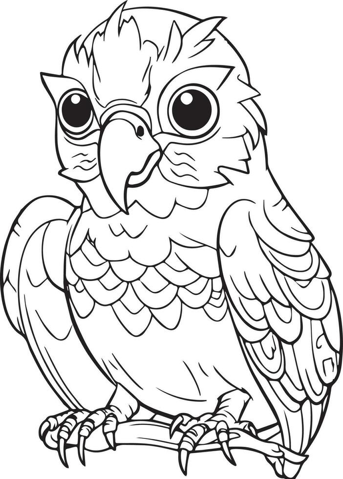 pappagallo uccello illustrazione, carino pappagallo colorazione pagina per bambini e adulto, pappagallo portafortuna logo, pappagallo uccello vettore design