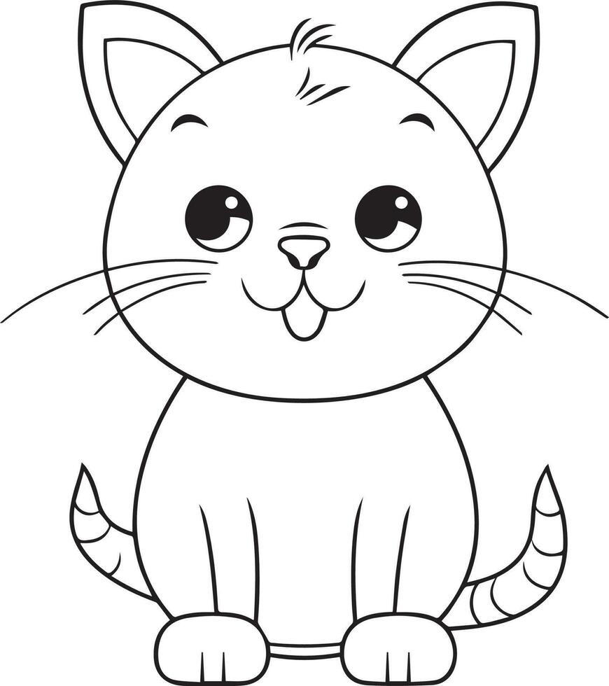 carino cartone animato gatto vettore illustrazione, gatto colorazione pagina per bambini e adulti. Stampa disegno, maglietta disegno, tatuaggio disegno, murale arte, gatto portafortuna