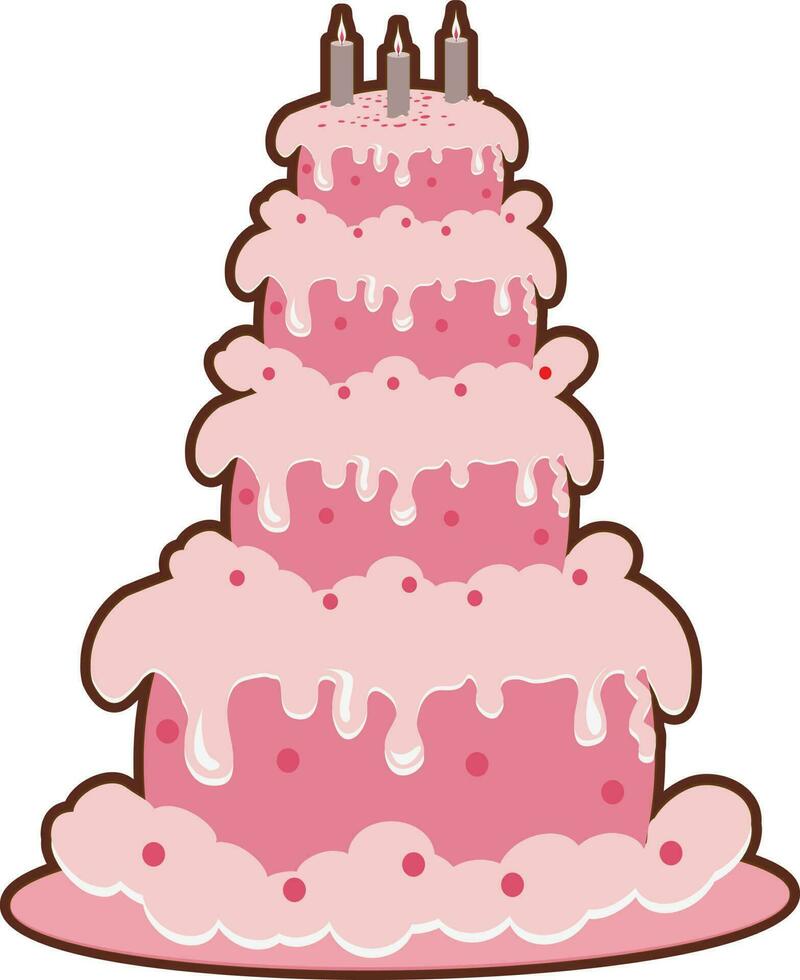decorato rosa compleanno strato torta. vettore