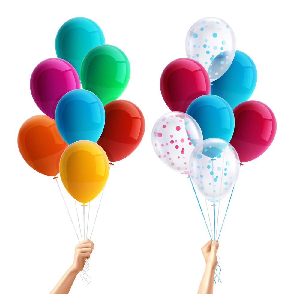 partito palloncini in mano composizione illustrazione vettoriale