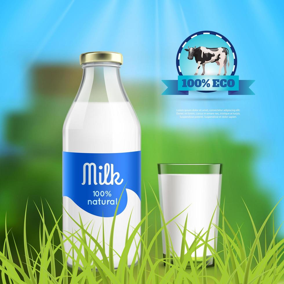 illustrazione di vettore di composizione realistica del latte