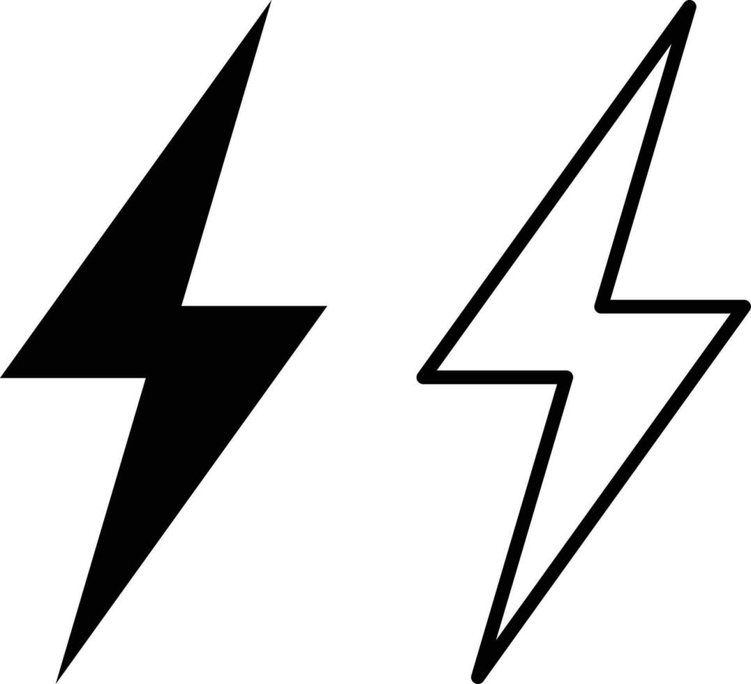 fulmine bullone icona impostato vettore nel Due stili . elettrico energia icona isolato su bianca sfondo . tempesta icona