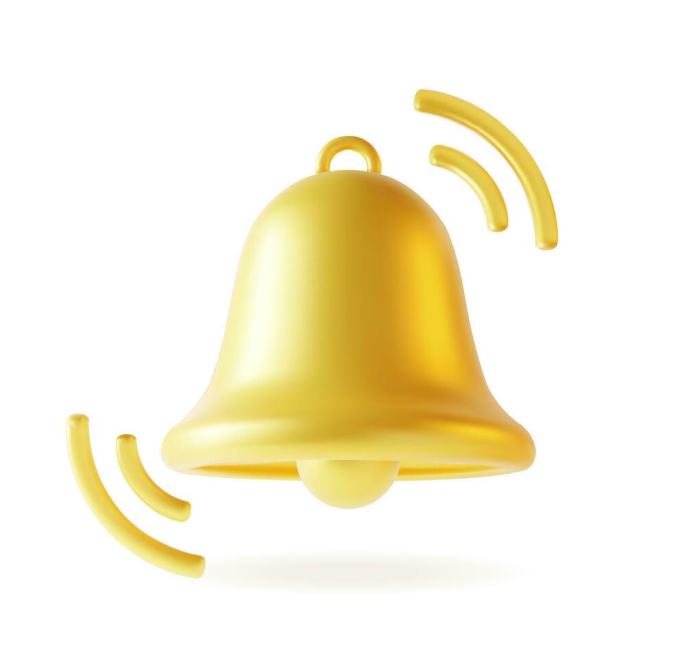 3d notifica campana plastilina cartone animato stile sociale media concetto. vettore