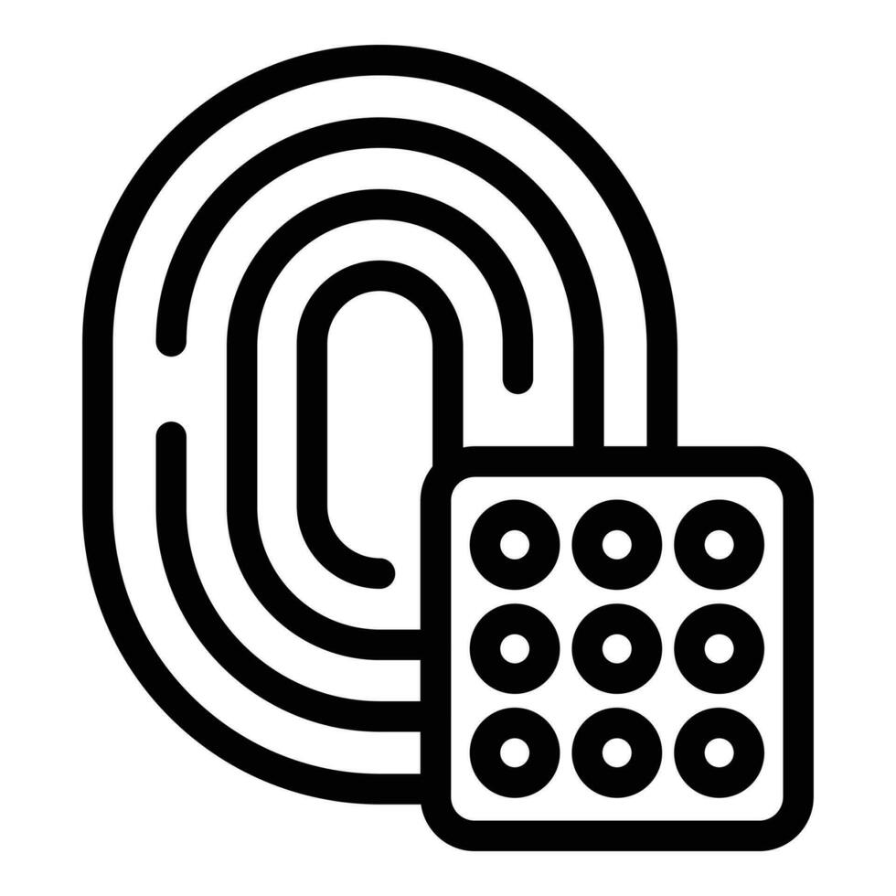 serratura impronta digitale icona schema vettore. toccare mano vettore