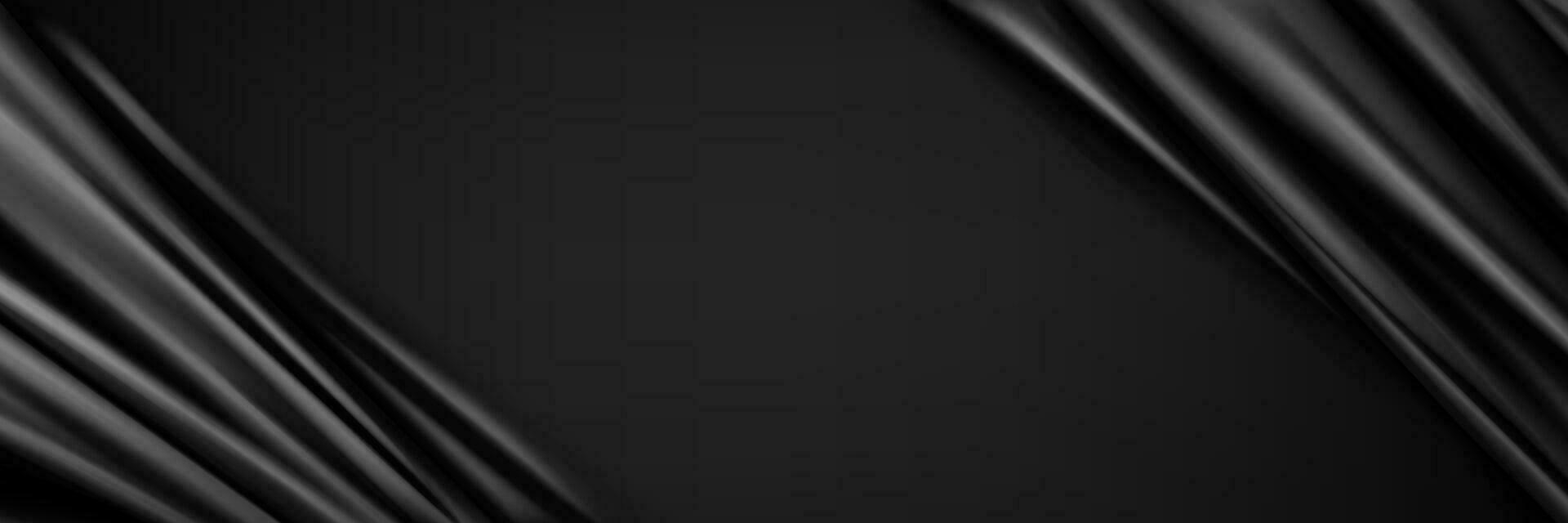 realistico buio nero seta tessuto sfondo vettore