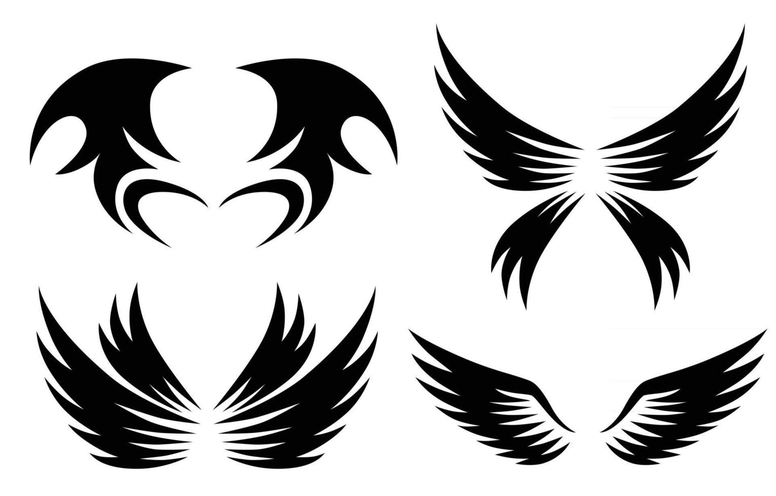 set di ali di animali neri logo design illustrazione vettoriale adatto per il branding o il simbolo