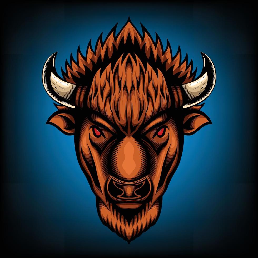 illustrazione vettoriale vista frontale del bisonte americano bufalo buon uso per il simbolo mascotte icona tatuaggio avatar t shirt design logo o qualsiasi disegno