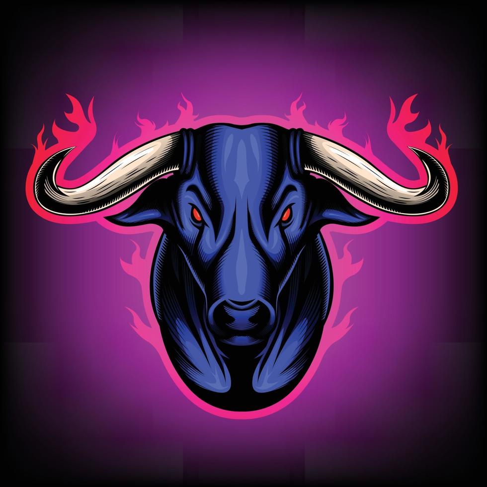 illustrazione vettoriale vista frontale della testa di toro circondata dalle fiamme è segni dello zodiaco toro buon uso per il simbolo icona mascotte avatar tatuaggio t shirt design logo o qualsiasi disegno