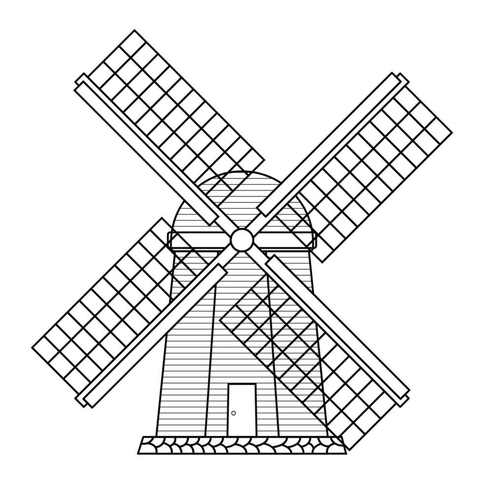 mulino a vento schema icona illustrazione su bianca sfondo vettore