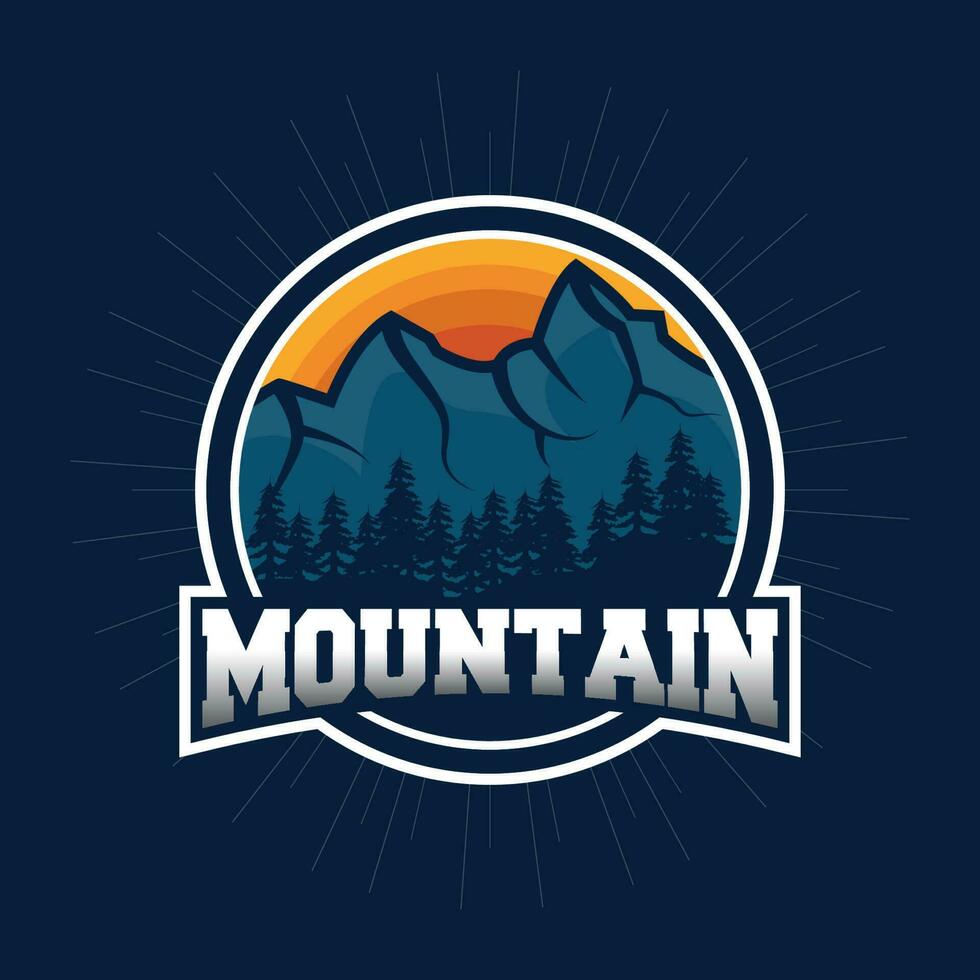 montagna logo, natura paesaggio vettore, premio elegante semplice disegno, illustrazione simbolo modello icona vettore