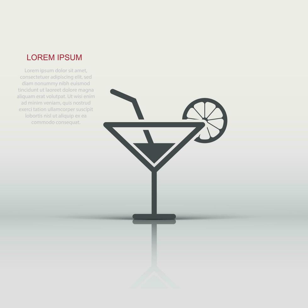 alcool cocktail icona nel piatto stile. bevanda bicchiere vettore illustrazione su bianca isolato sfondo. Martini liquido attività commerciale concetto.