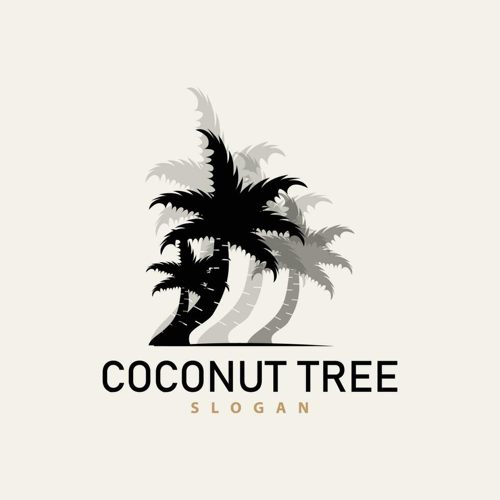 Noce di cocco albero logo, palma albero pianta vettore, semplice icona silhouette modello design vettore