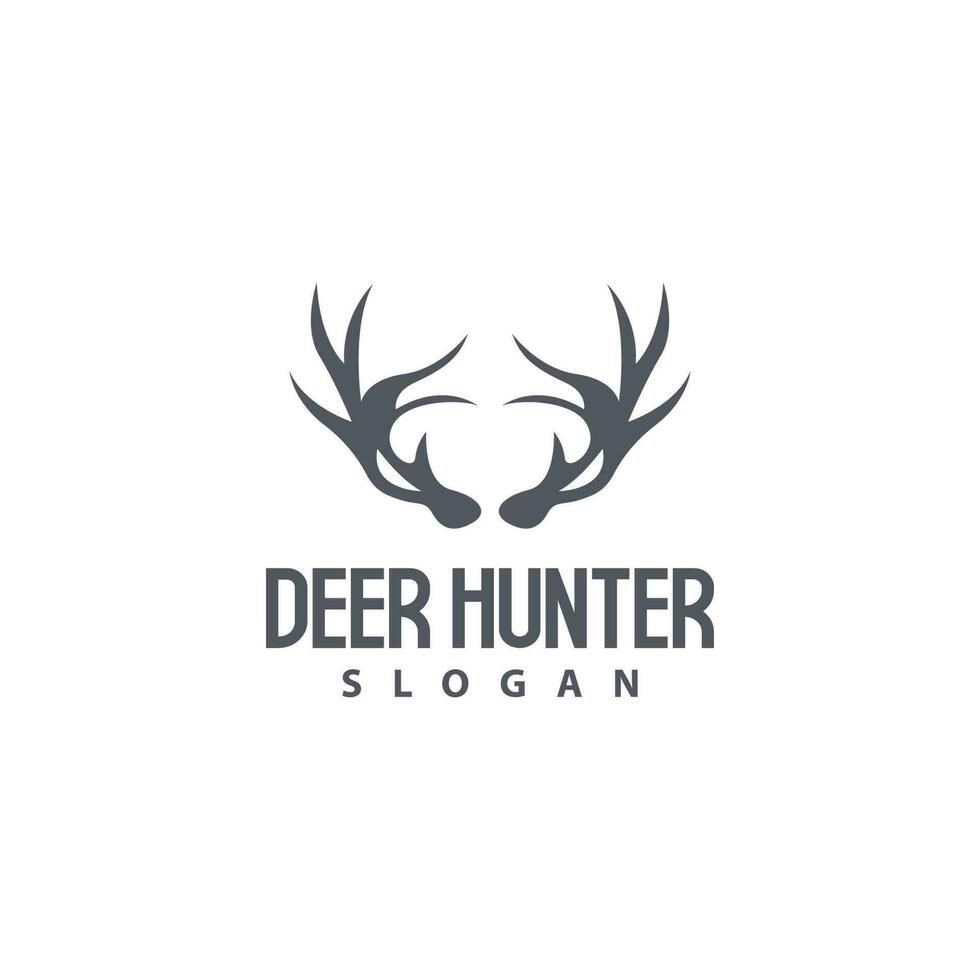 cervo logo, cervo cacciatore vettore, foresta animale disegno, cervo corna retrò Vintage ▾ simbolo design icona vettore