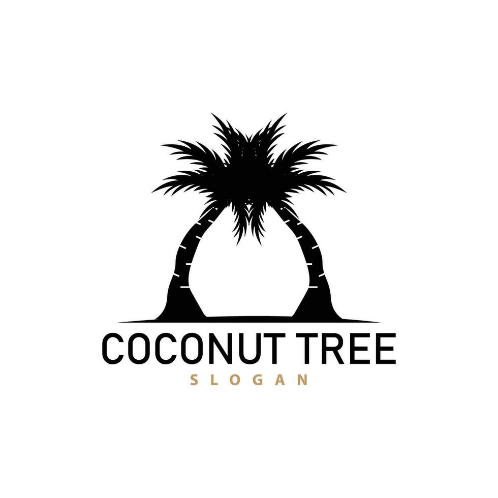 Noce di cocco albero logo, palma albero pianta vettore, semplice icona silhouette modello design vettore