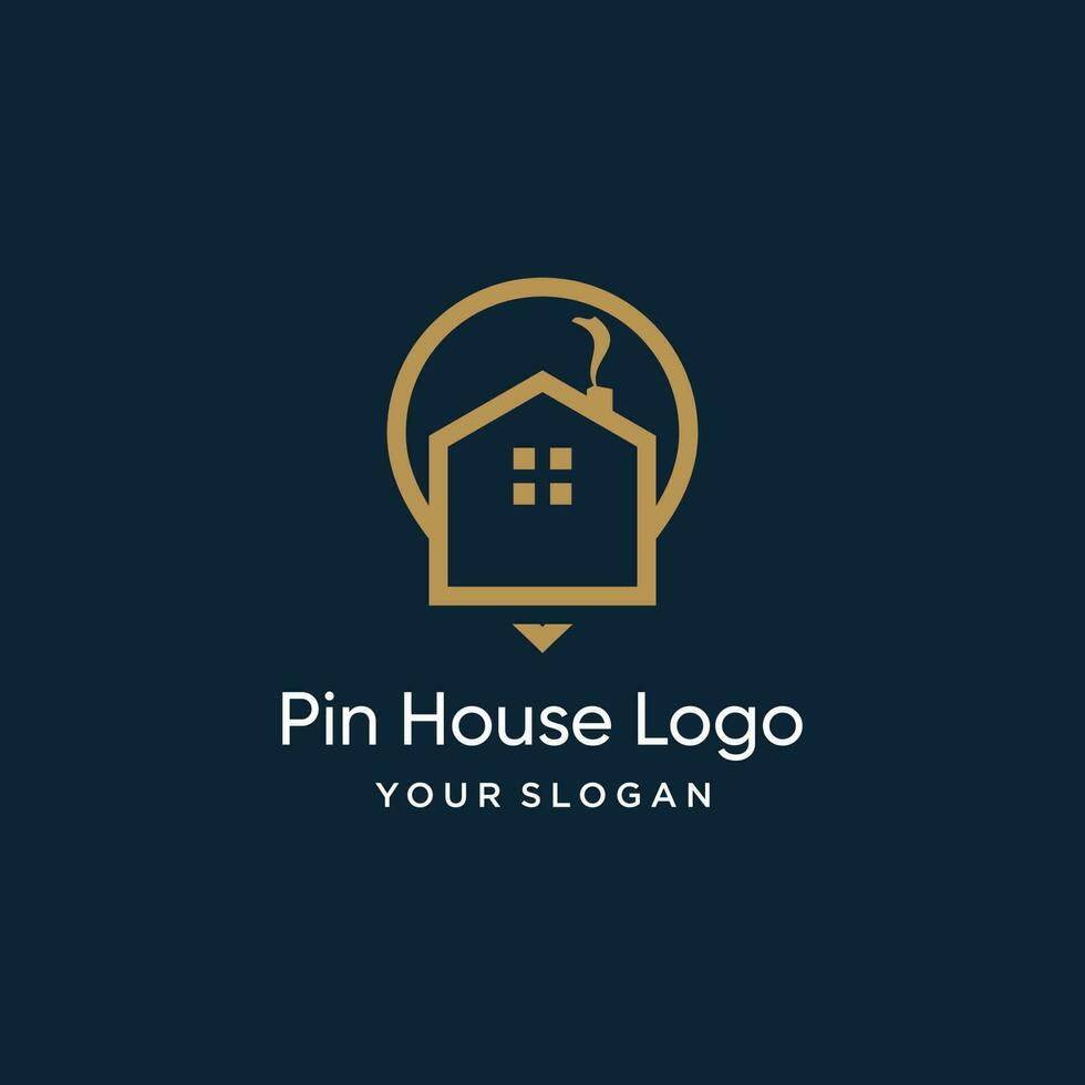 Casa logo vettore design illustrazione con moderno perno concetto