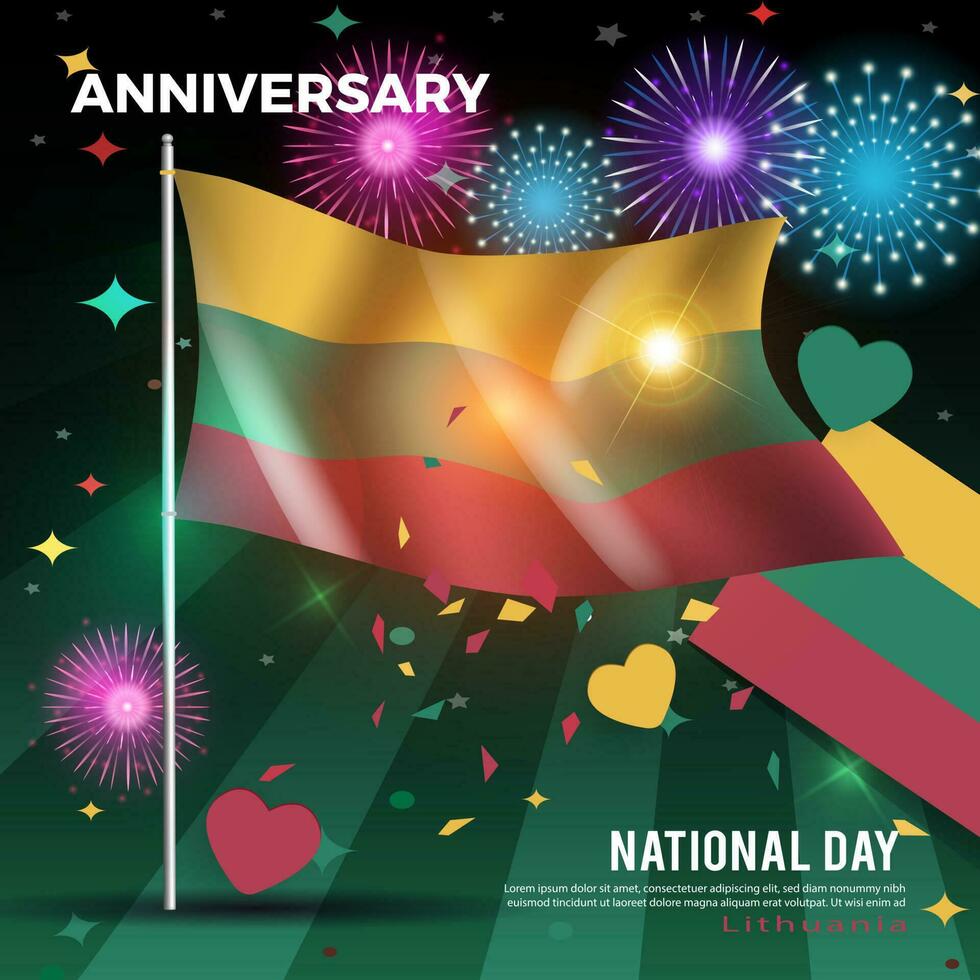 contento nazionale giorno Lituania. bandiera sfondo. per striscioni, saluto carte e manifesti vettore