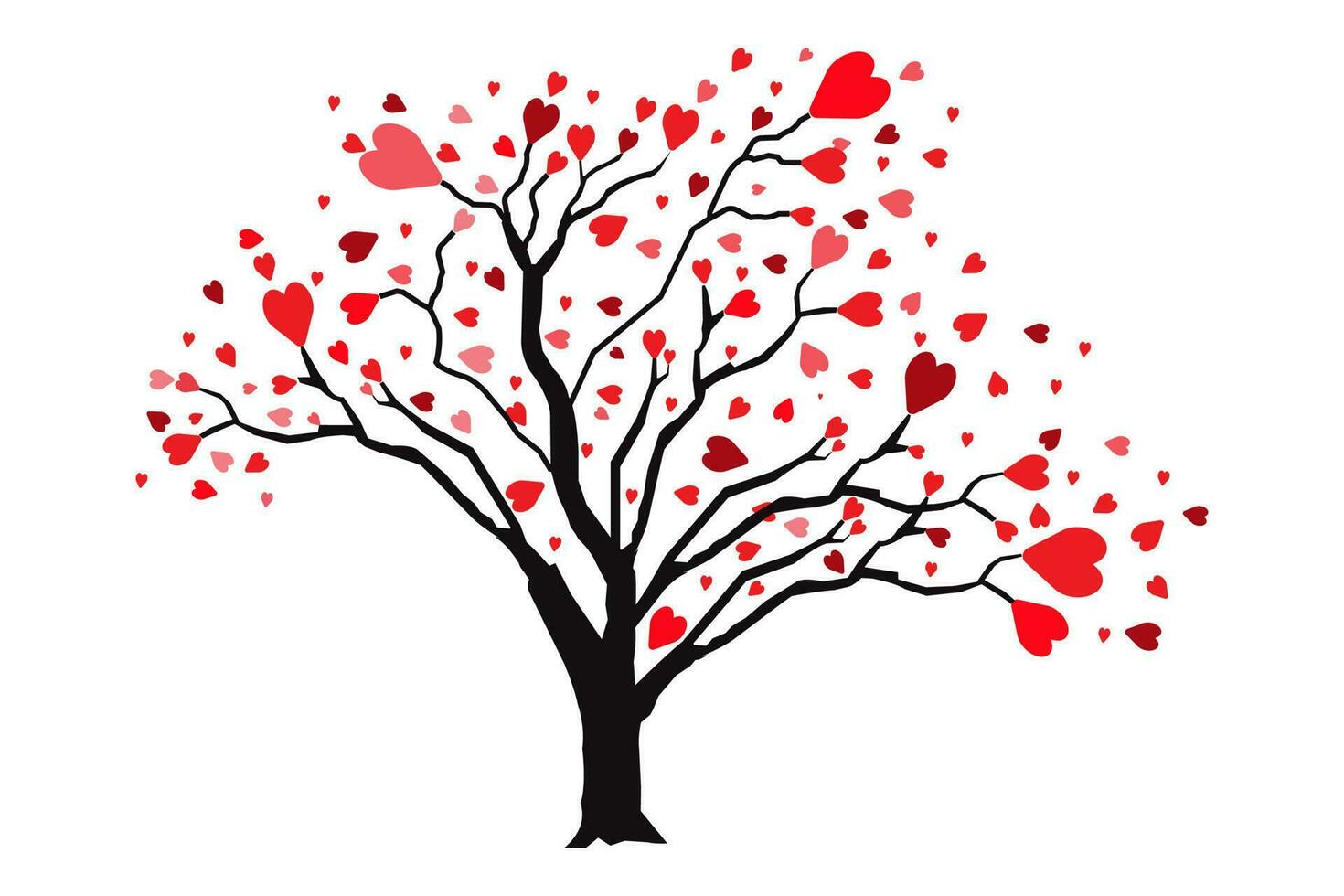 illustrazione di amore albero con cuore le foglie vettore