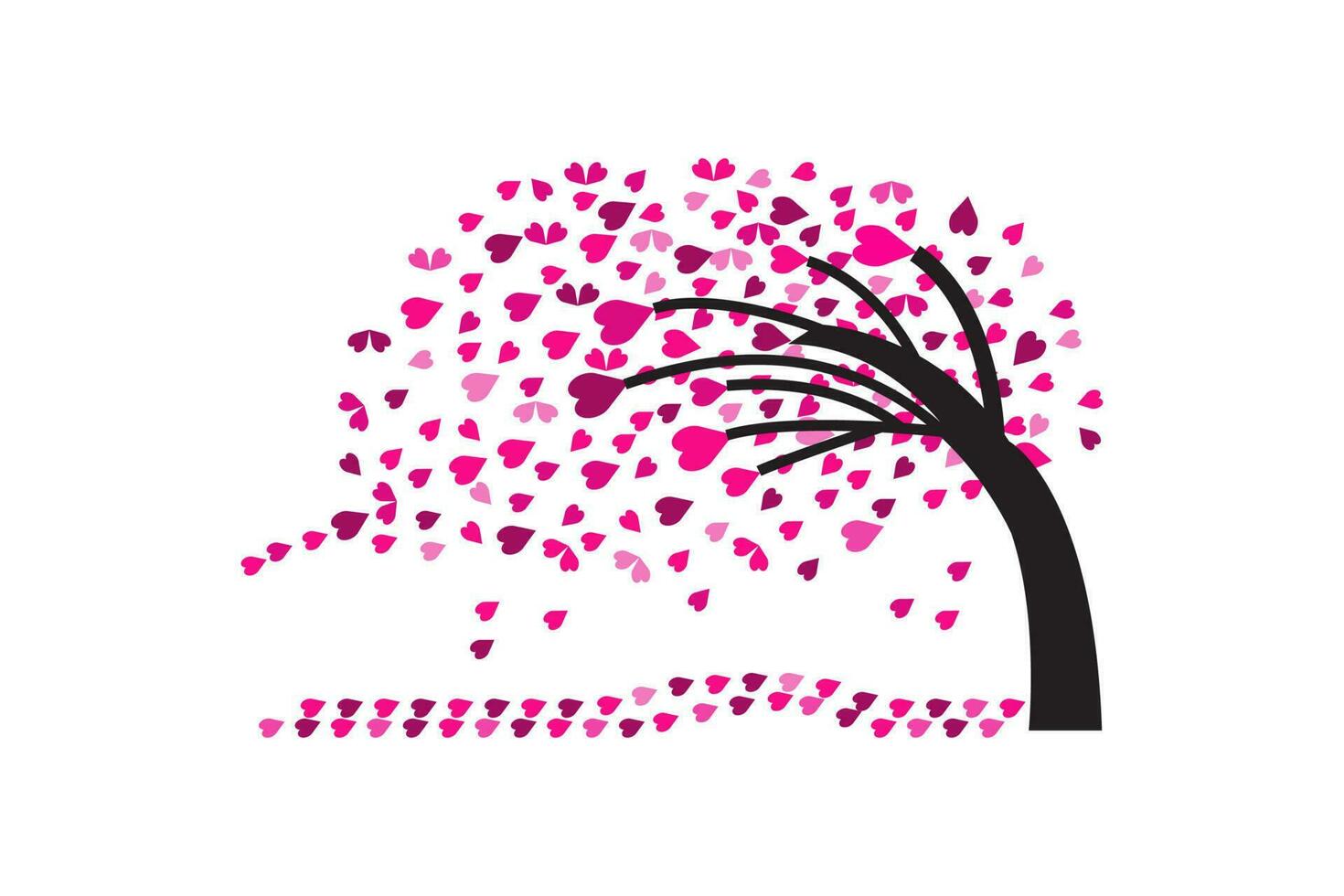 illustrazione di amore albero con cuore le foglie vettore