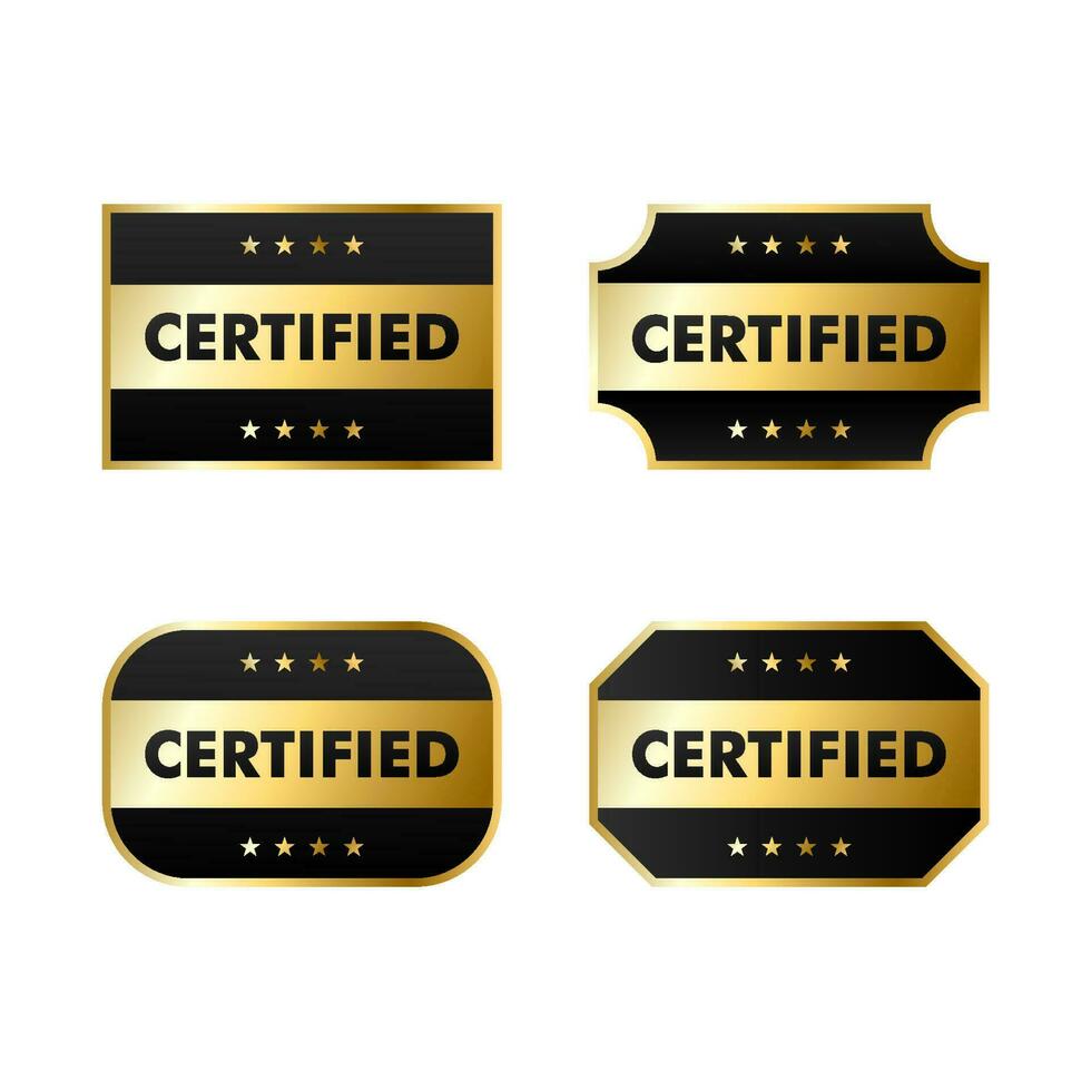 impostato di certificazione francobollo distintivo e etichette qualità gestione sistema simbolo vettore