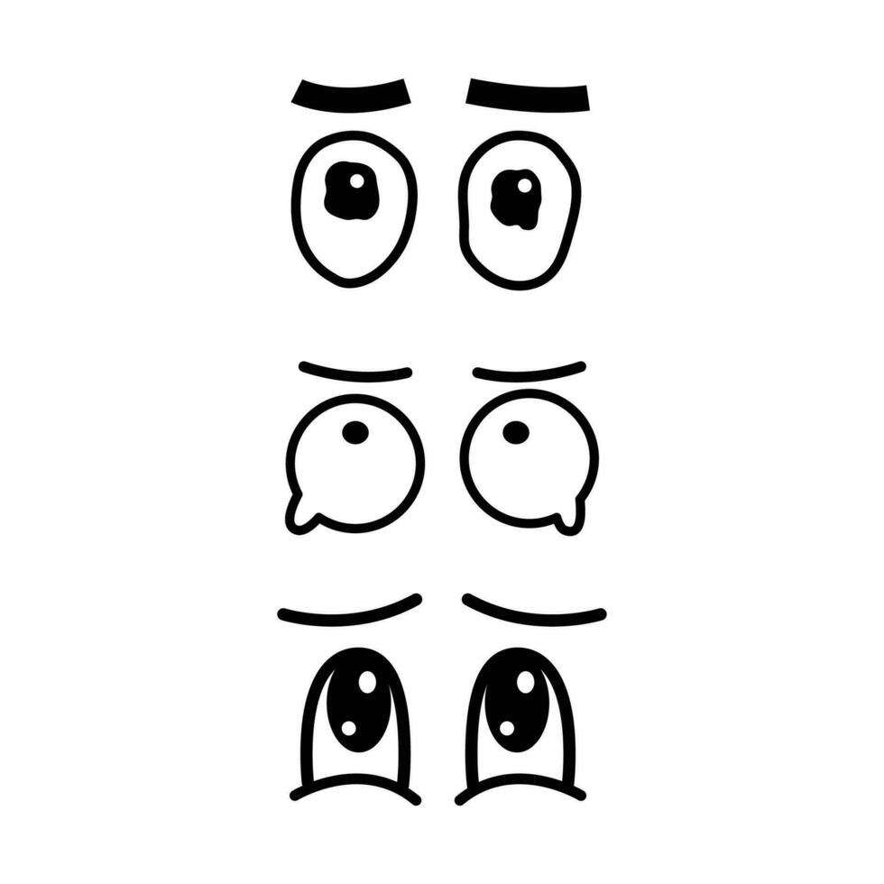 impostato di cartone animato occhi per elemento, facciale espressione vettore