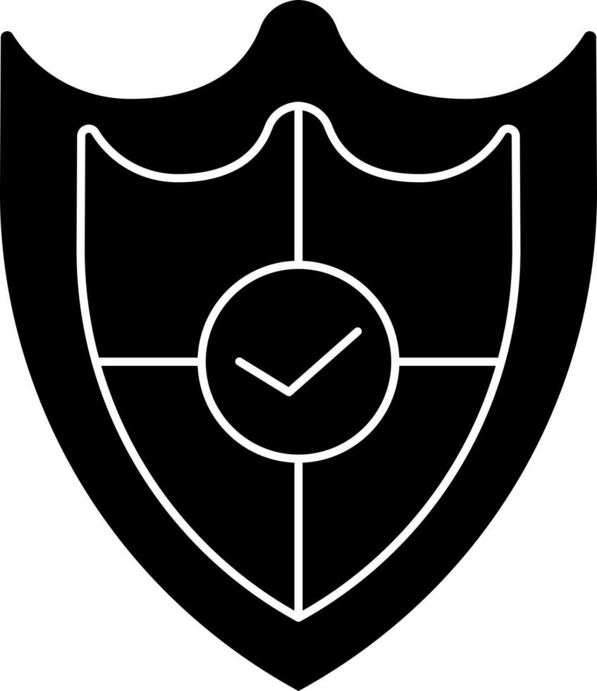 scudo con protezione approvato glifo icona. vettore