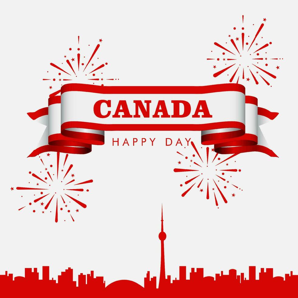 Canada giorno, Canada nazione bandiera e simboli nazionale Canada giorno sfondo fuochi d'artificio vettore