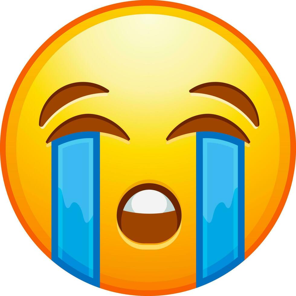 grande impostato di giallo emoji. divertente emoticon facce con facciale espressioni. vettore