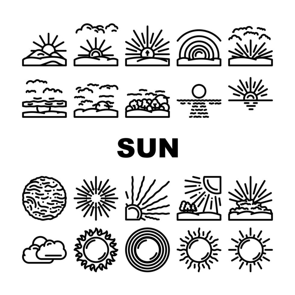 sole estate luce del sole leggero icone impostato vettore