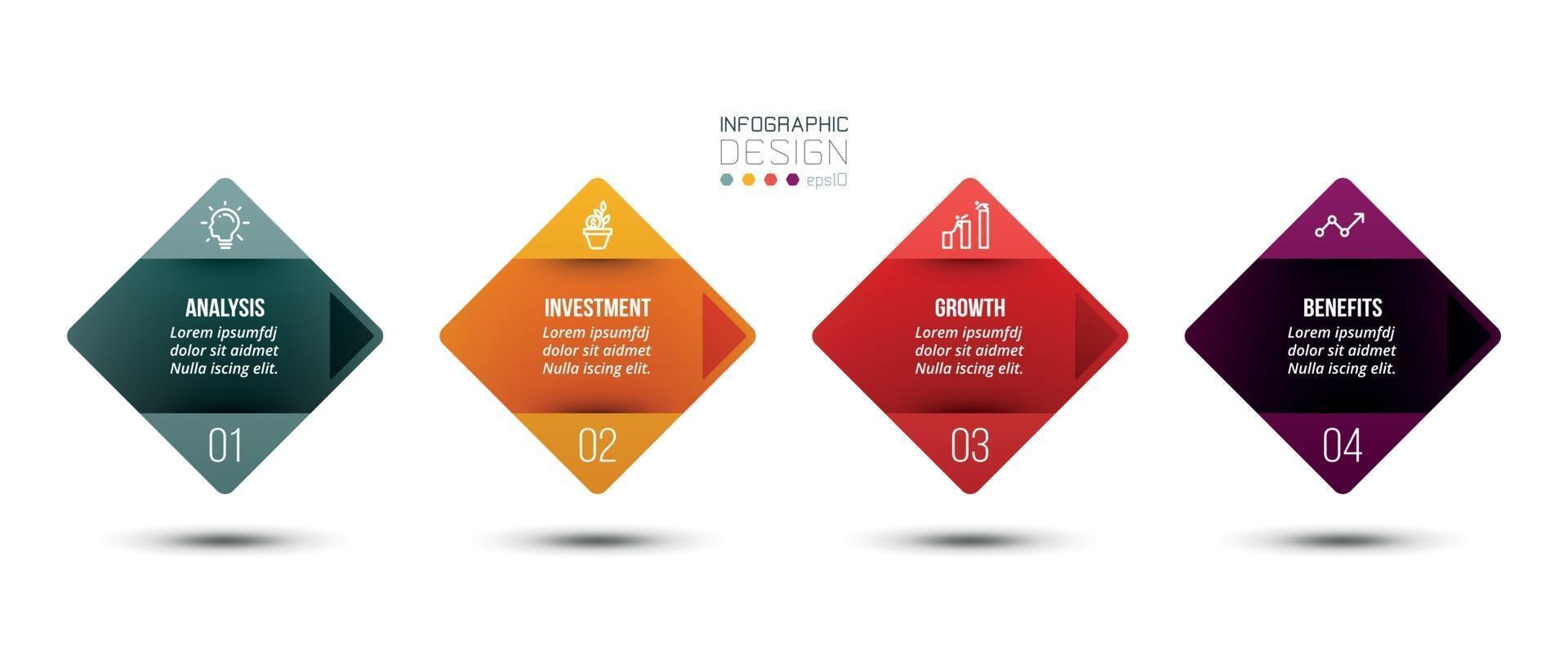 modello di business infografica con 4 passaggi o opzione desig vettore