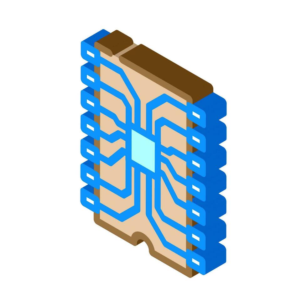 circuito integrato patata fritta elettronico componente isometrico icona vettore illustrazione