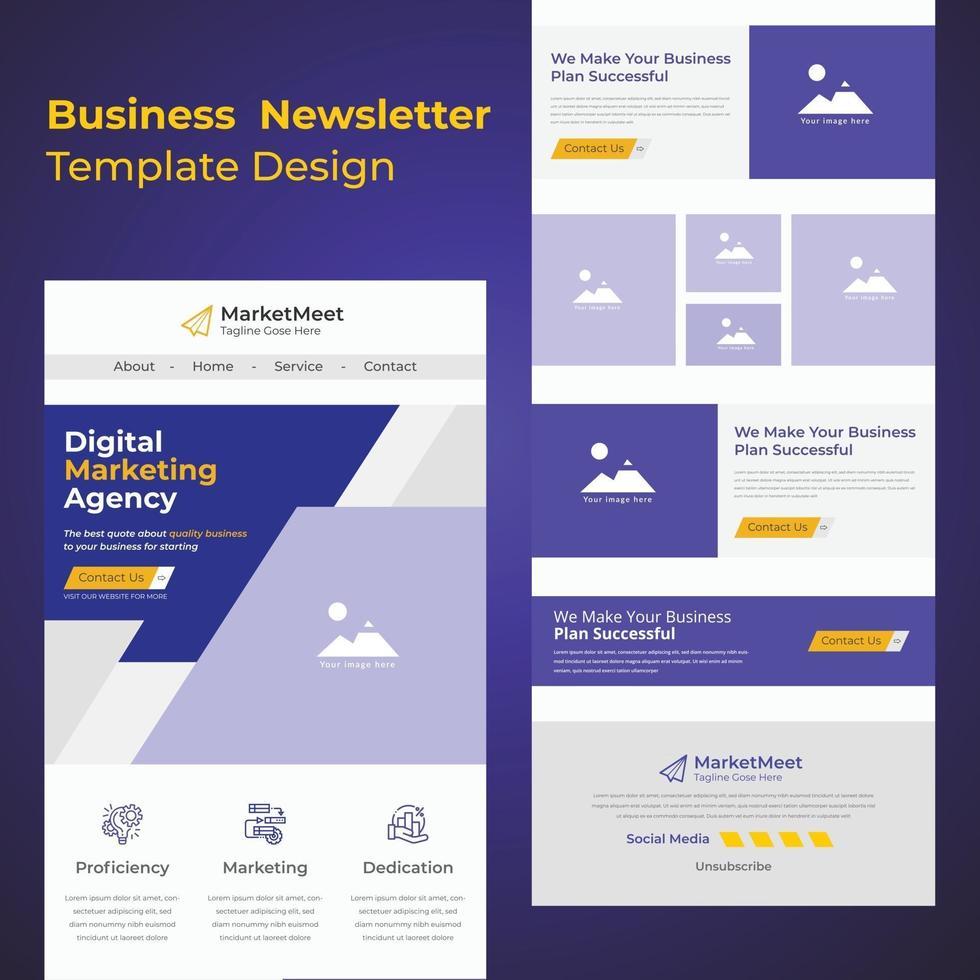 ultimo creativo multiuso business b2b e-mail modello di newsletter design per le imprese vettore