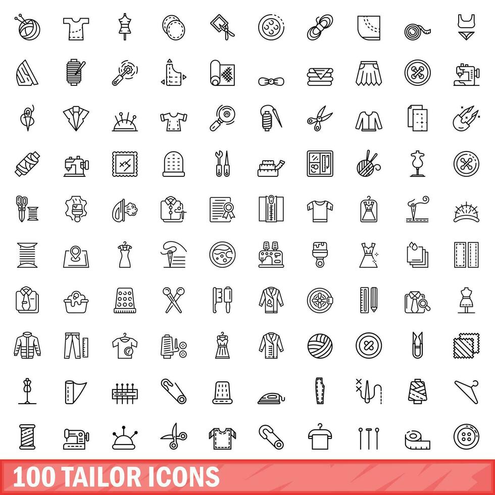 100 sarto icone impostare, schema stile vettore