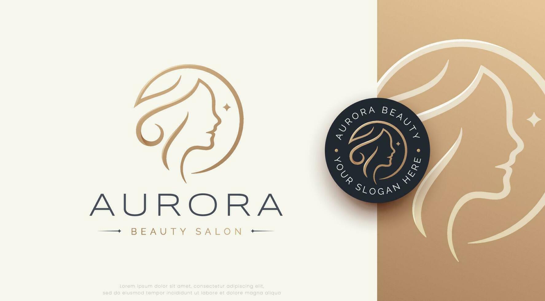 bellezza salone capelli e cosmetico logo design vettore