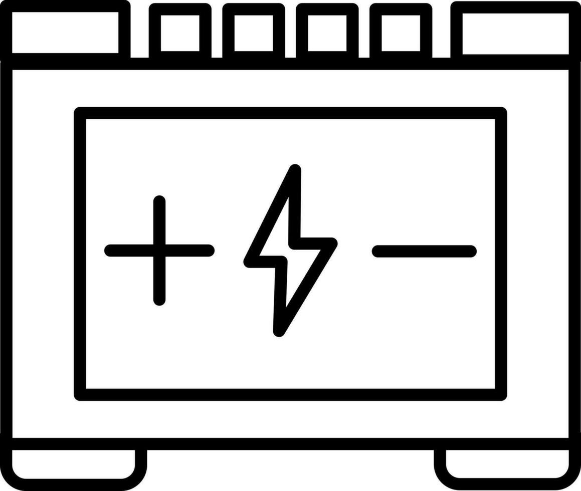 nero linea arte batteria nel piatto stile. vettore