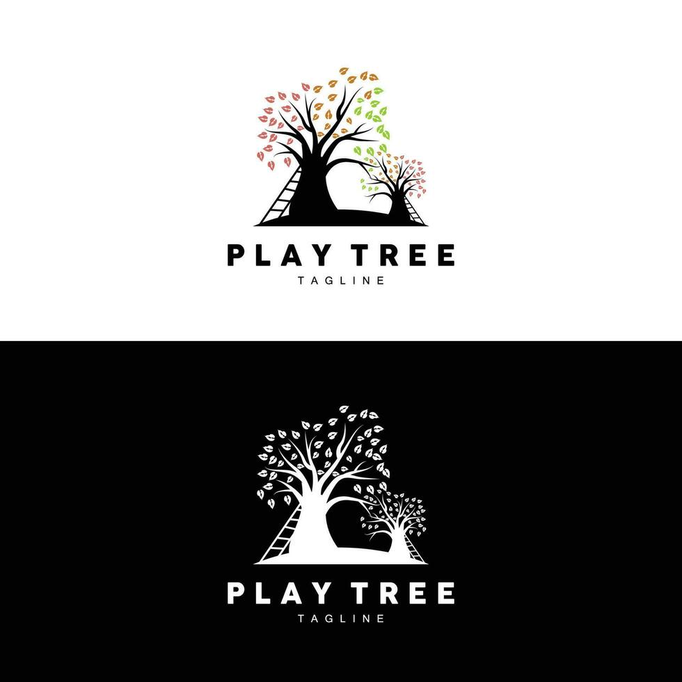 albero logo disegno, terreno di gioco vettore, formazione scolastica albero icona vettore