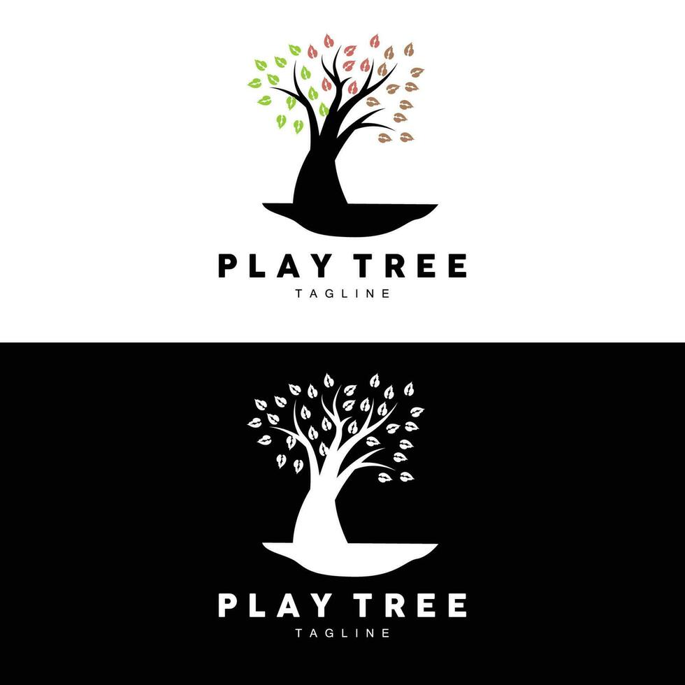 albero logo disegno, terreno di gioco vettore, formazione scolastica albero icona vettore