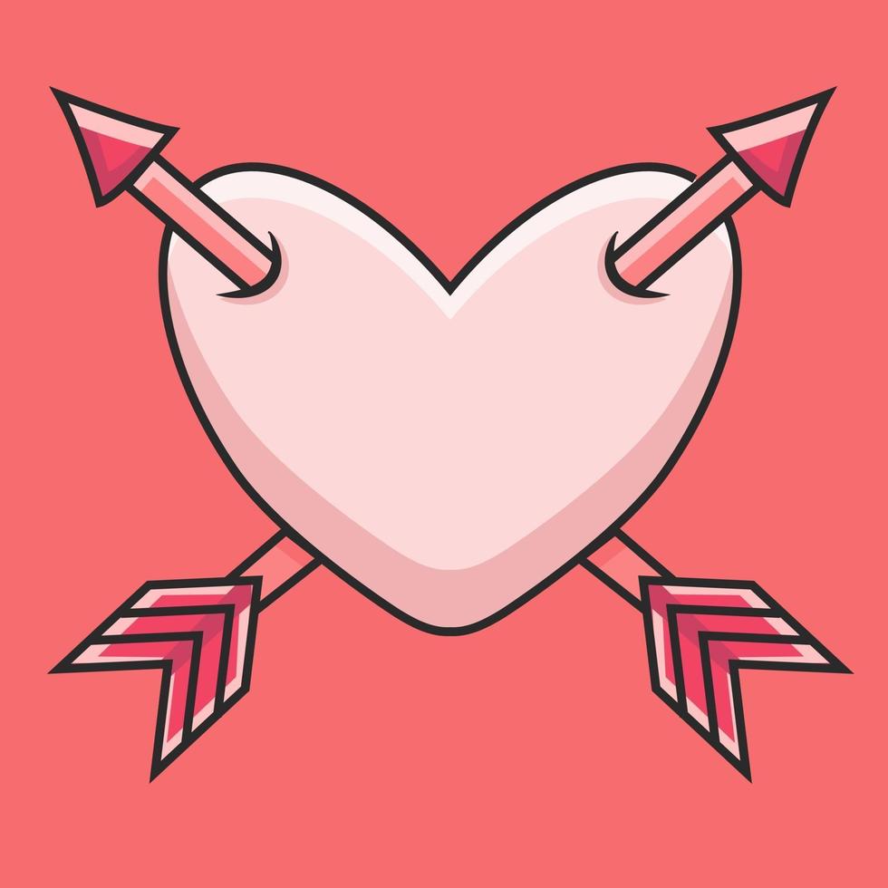 un cuore con due frecce illustrazione vettore