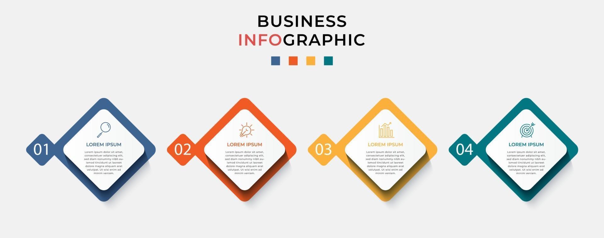 modello di business di progettazione infografica vettoriale con icone e 4 opzioni o passaggi