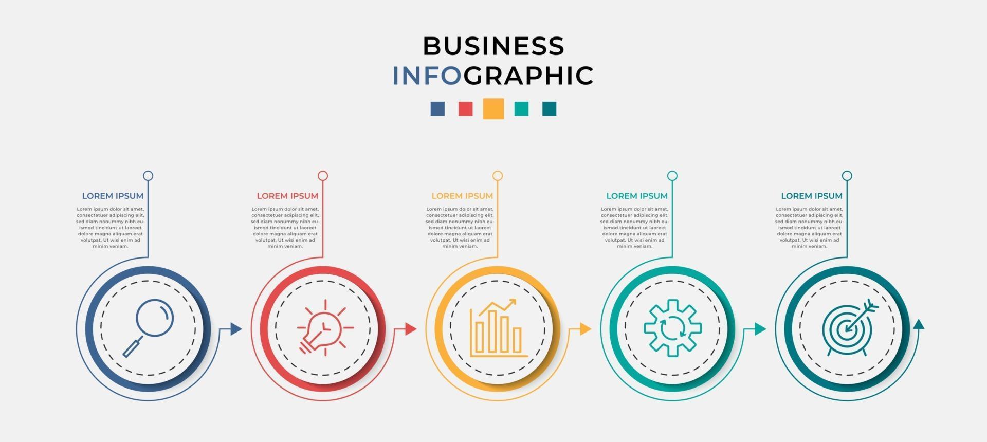 modello di business di progettazione infografica vettoriale con icone e 5 opzioni o passaggi