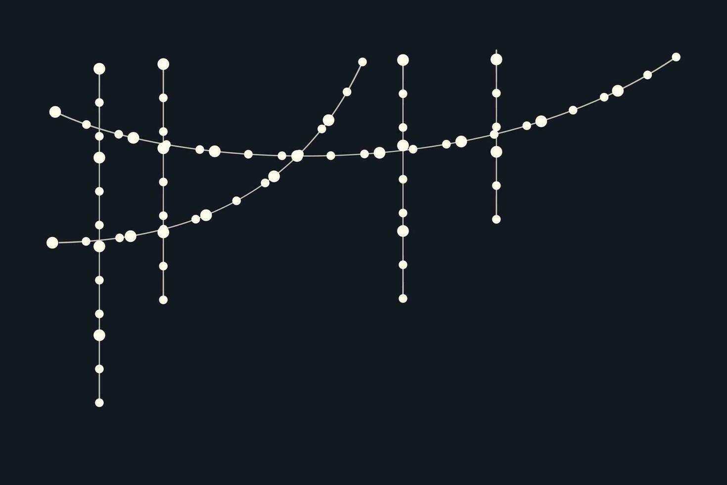 vettore orizzontale confine di corda Fata leggero ghirlande. festivo decorazione con brillante Natale luci. raggiante bulbi di il diverso taglie.