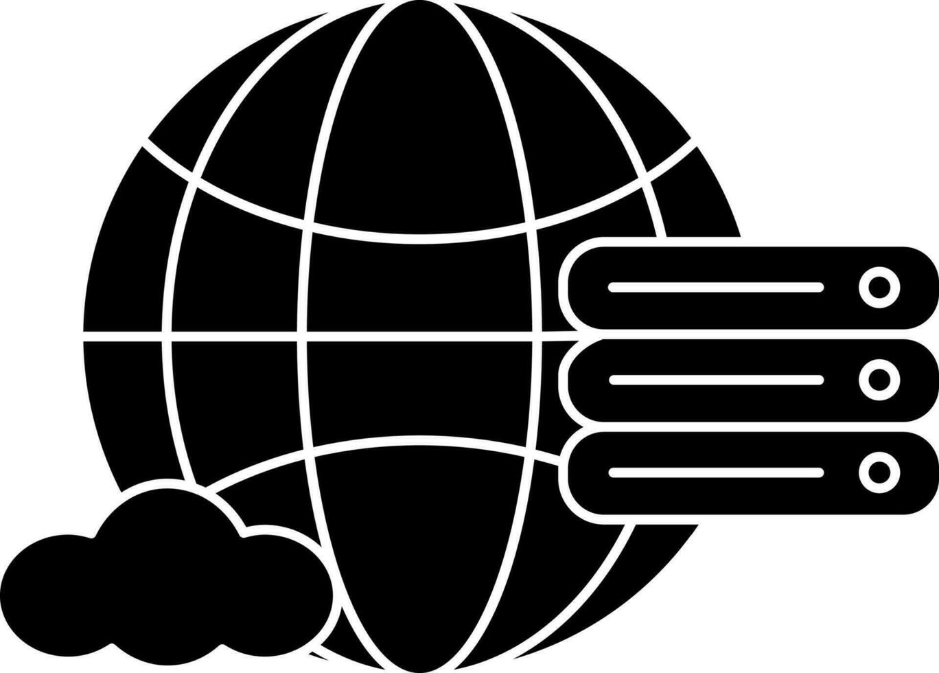 nero e bianca globale server icona o simbolo. vettore