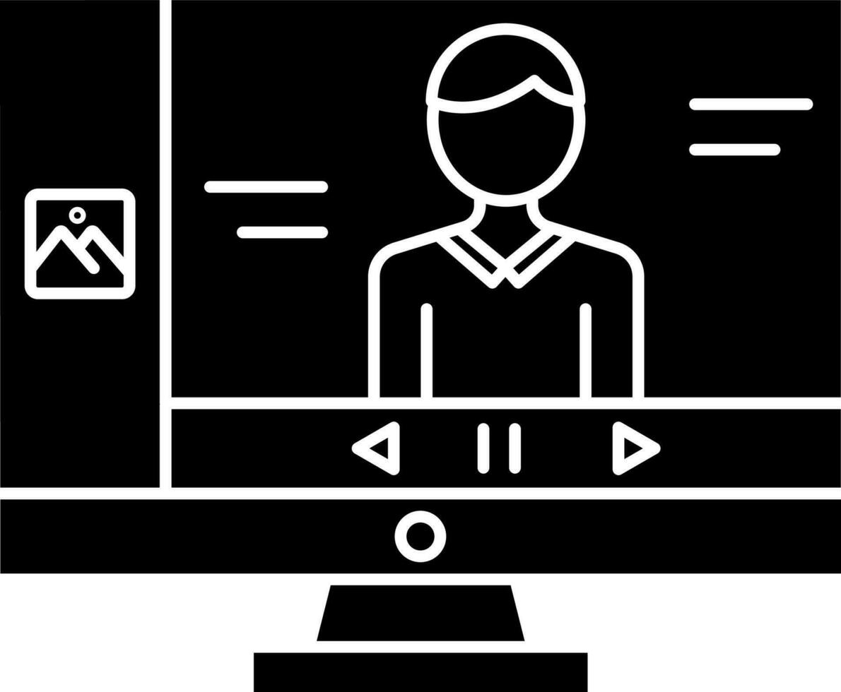 nero e bianca colore in linea video giocare nel del desktop icona. vettore
