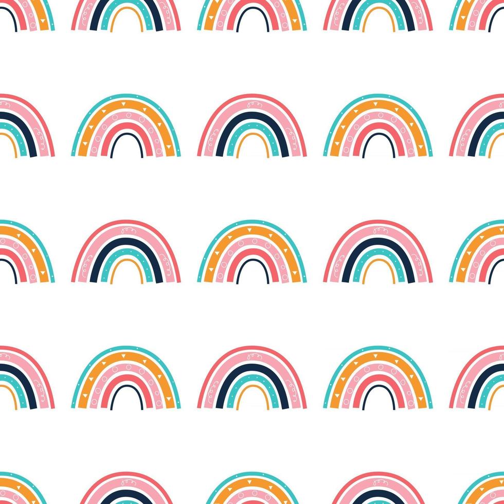 un luminoso arcobaleno multicolore su uno sfondo bianco vector seamless wallpaper decor per poster per bambini cartoline abbigliamento e decorazione d'interni