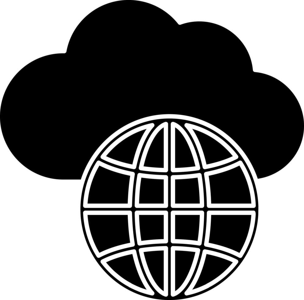 nero e bianca globale nube icona o simbolo. vettore