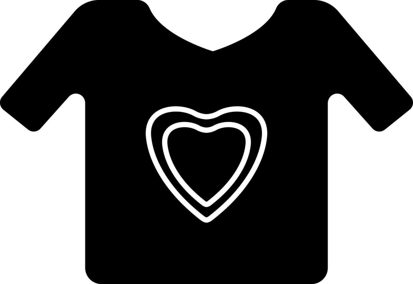 beneficenza volontario maglietta icona nel nero e bianca colore. vettore