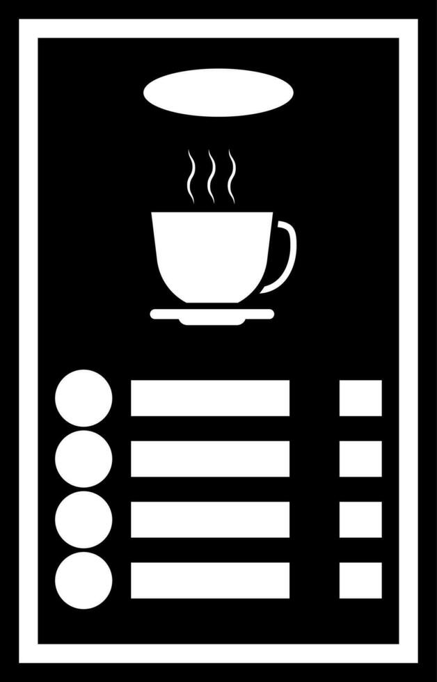 vuoto caffè negozio menù nel nero e bianca colore. glifo icona o simbolo. vettore